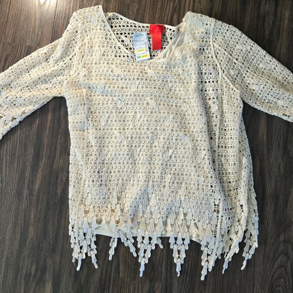 CRISTINA Bohemian Beige Crochet Tunic Sweater NWT/SIZE 1X - Picture 2 of 15